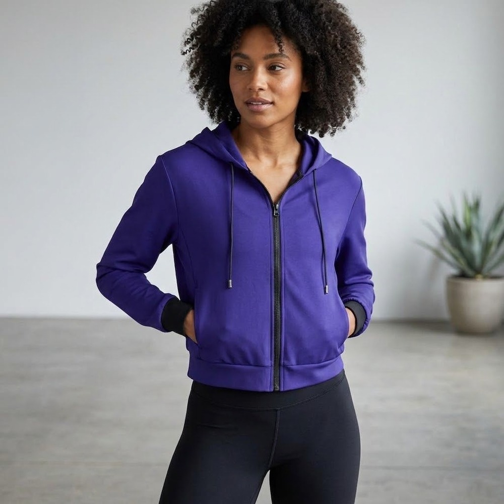 Ultracor Zip Up Hoodie Athletic Stretch Cropped Purple Women Size S